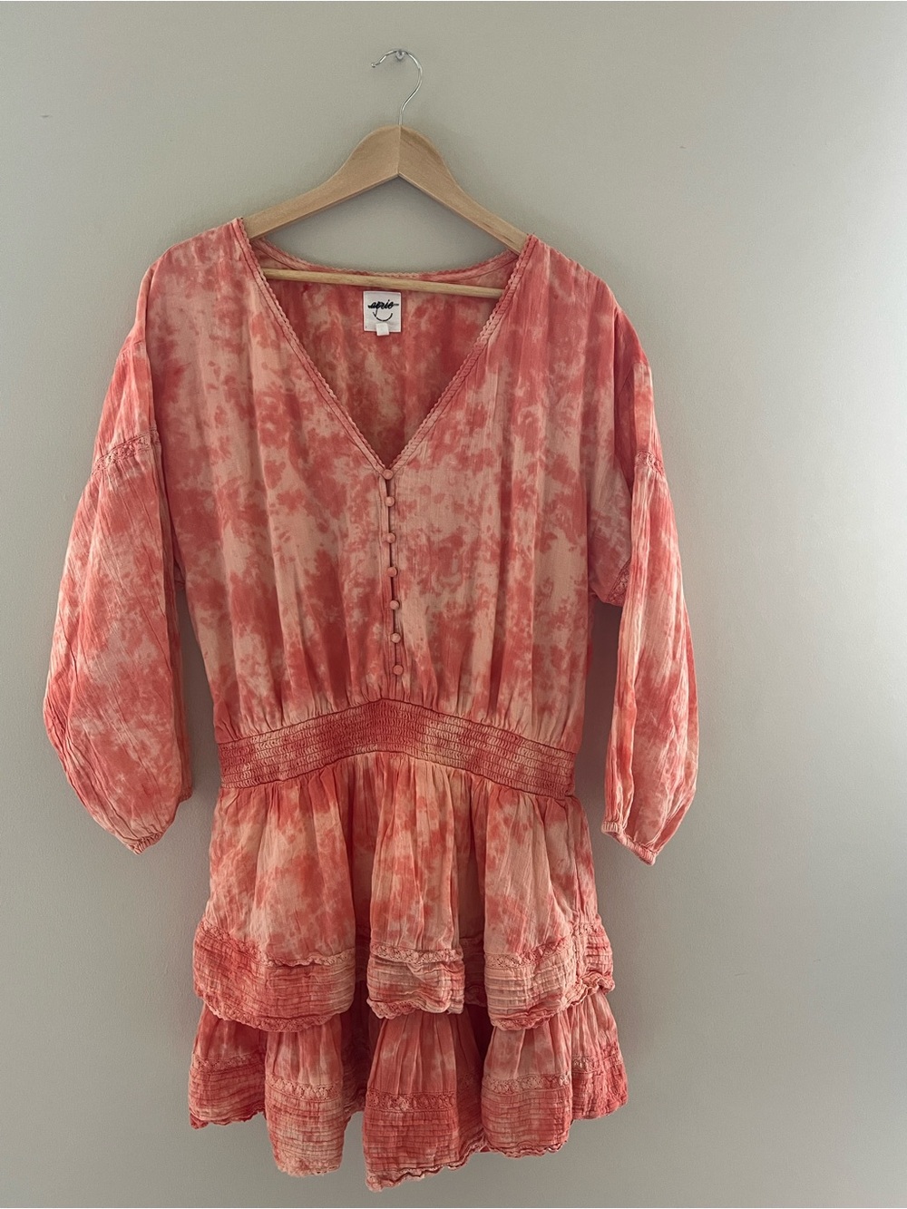 Aerie Rock N Ruffle Tie Dye Long Sleeve Mini Dress in Orange Women’s Size XL